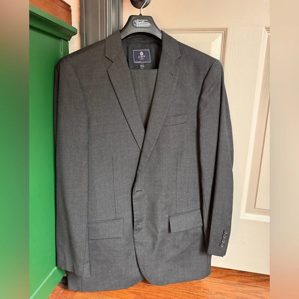 J Crew Factory- Charcoal Worsted Wool Suit - Picture 1 of 6
